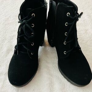 Black Lace-Up Ankle Boots